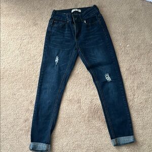Dark Blue Distressed Jeans